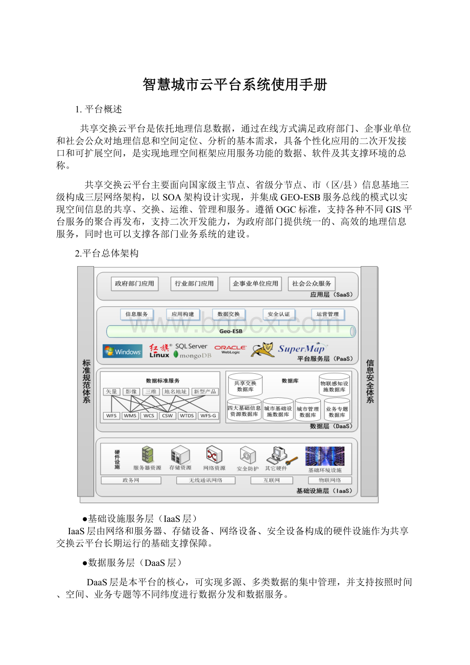 智慧城市云平台系统使用手册Word格式.docx