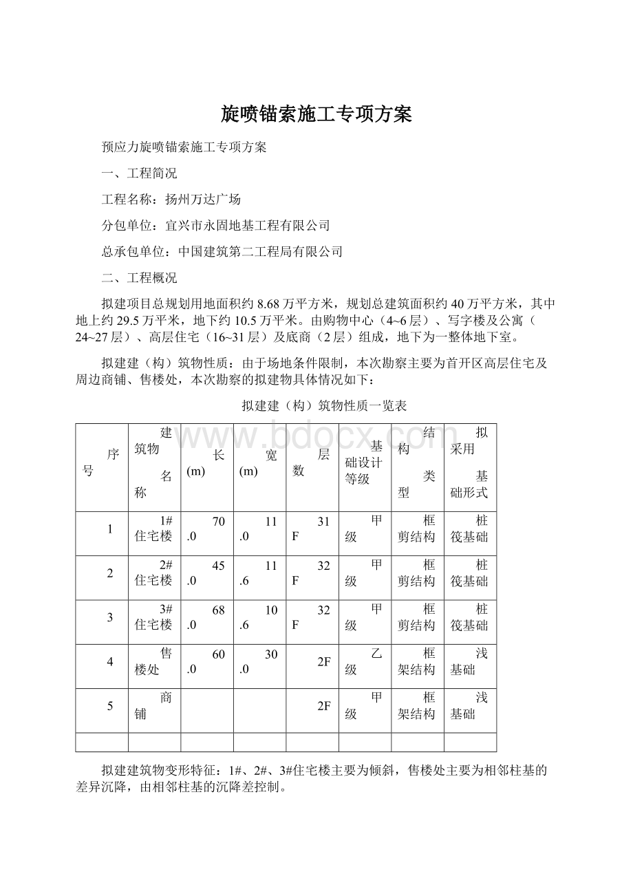 旋喷锚索施工专项方案Word文档下载推荐.docx_第1页