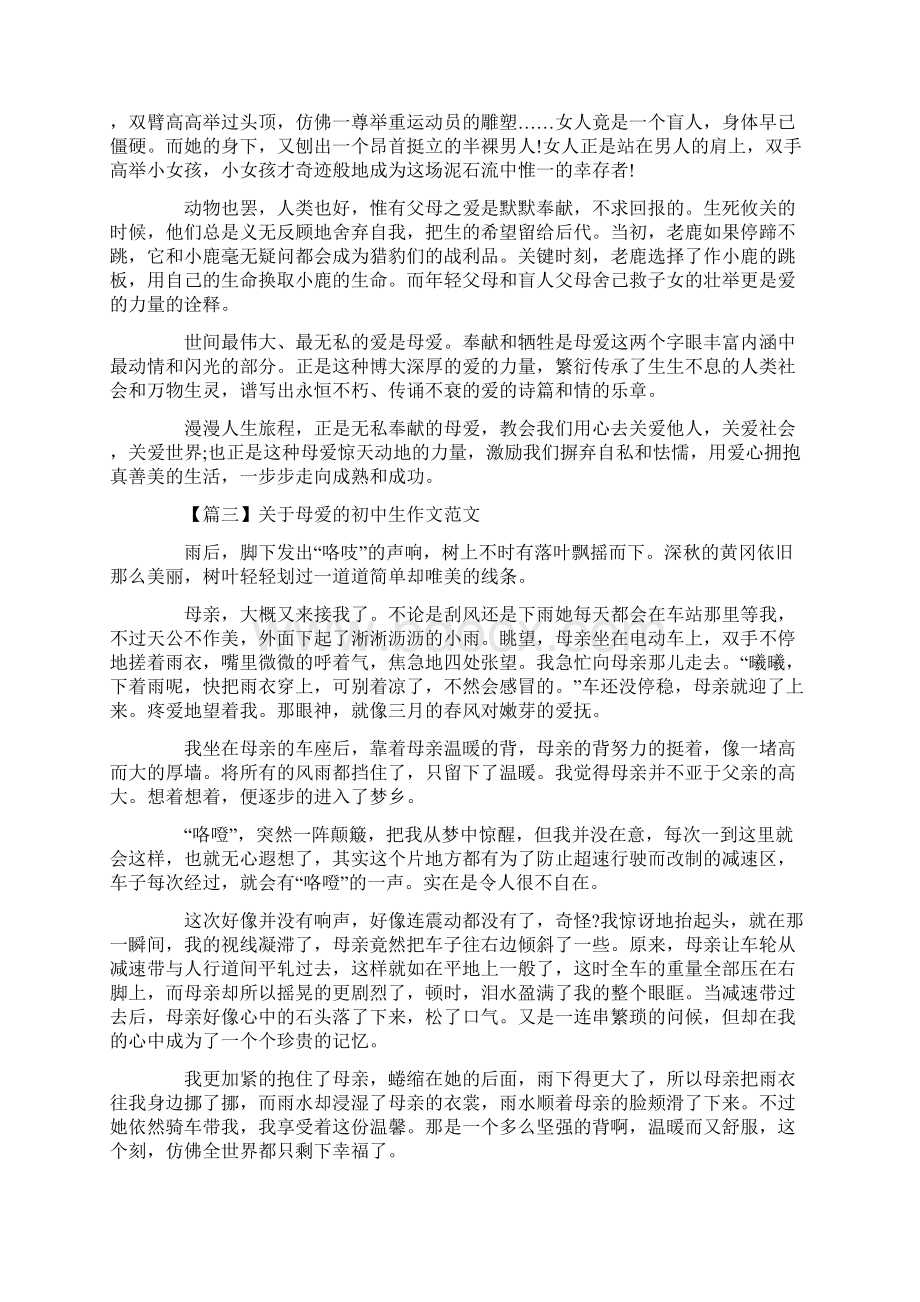 关于母爱的初中生作文范文十篇Word格式.docx_第2页