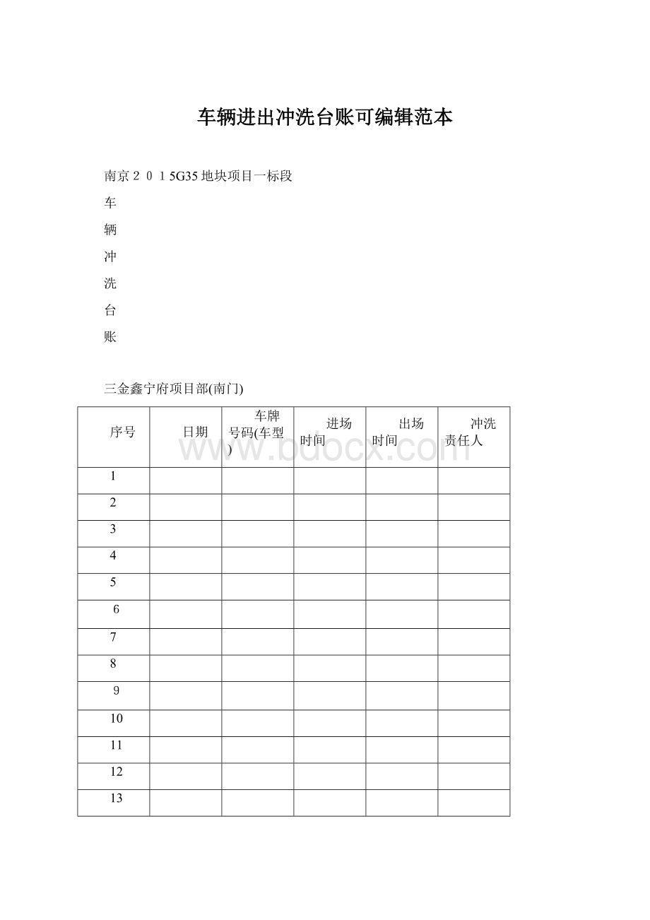 车辆进出冲洗台账可编辑范本.docx