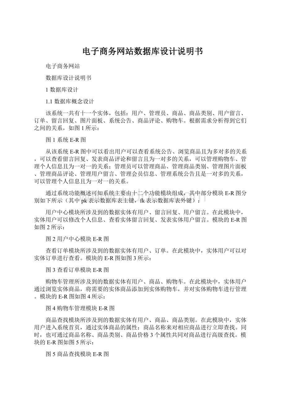 电子商务网站数据库设计说明书.docx_第1页