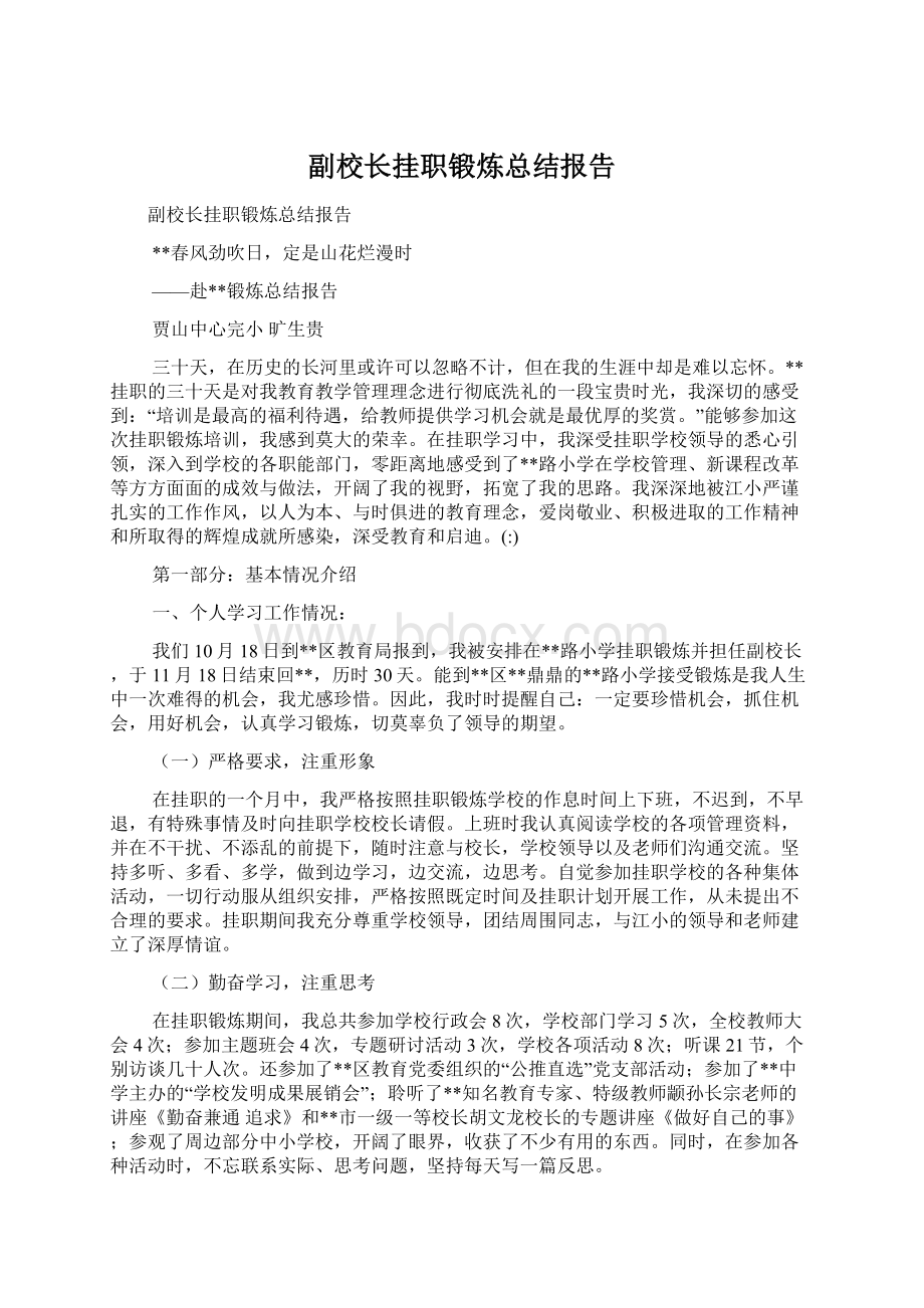 副校长挂职锻炼总结报告Word文档下载推荐.docx