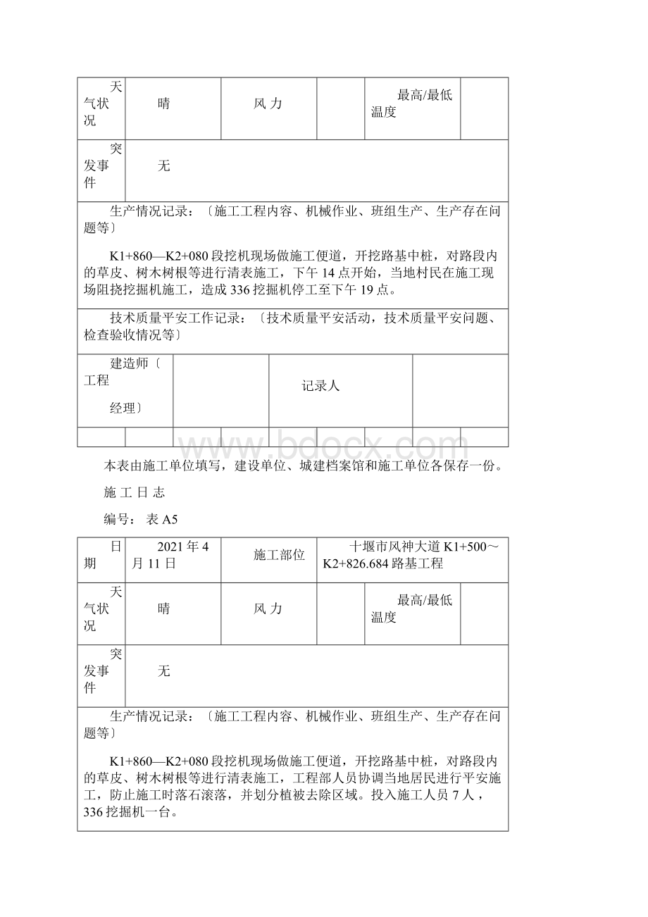 公路工程施工日志模版Word格式.docx_第2页