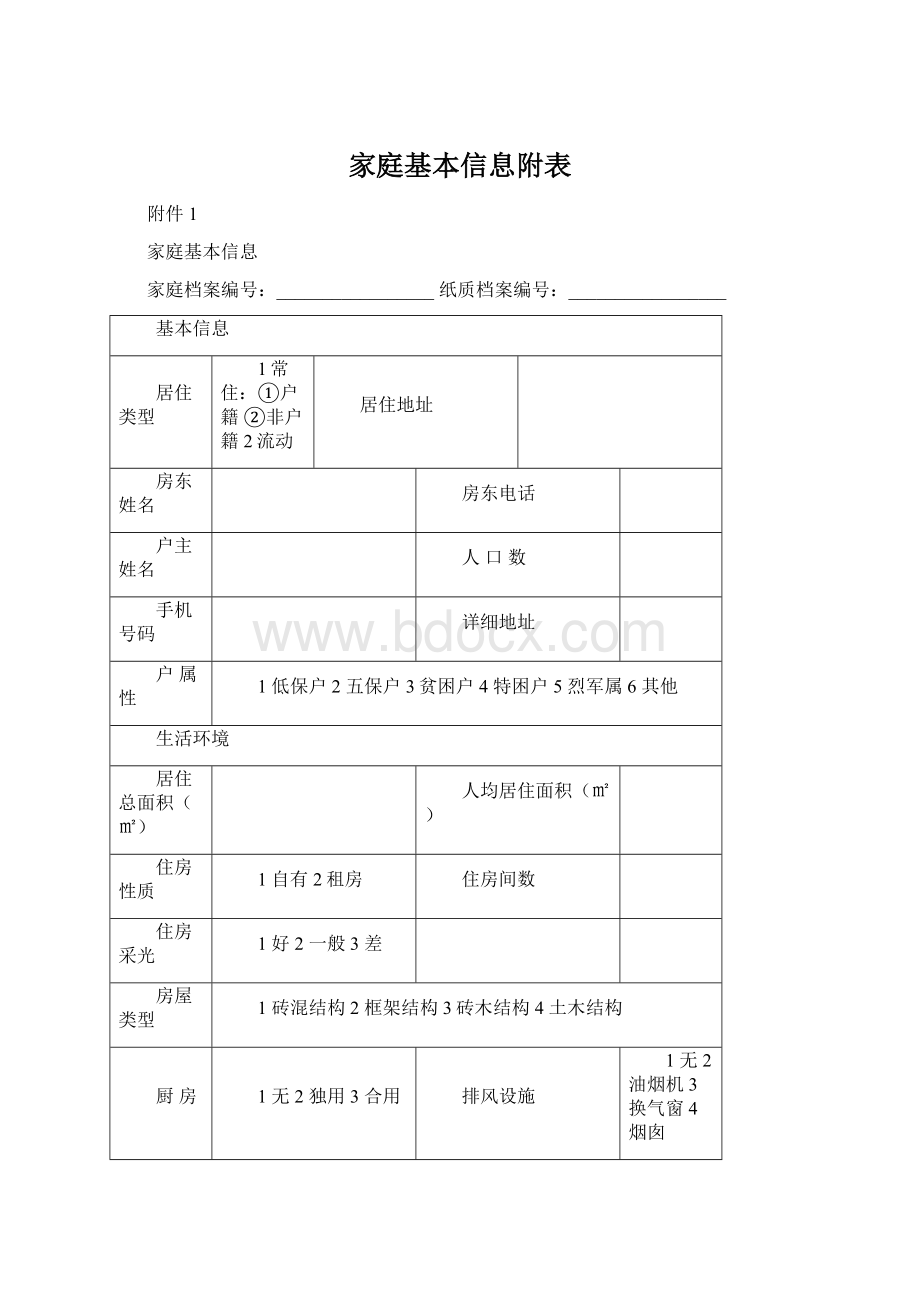 家庭基本信息附表Word格式.docx_第1页