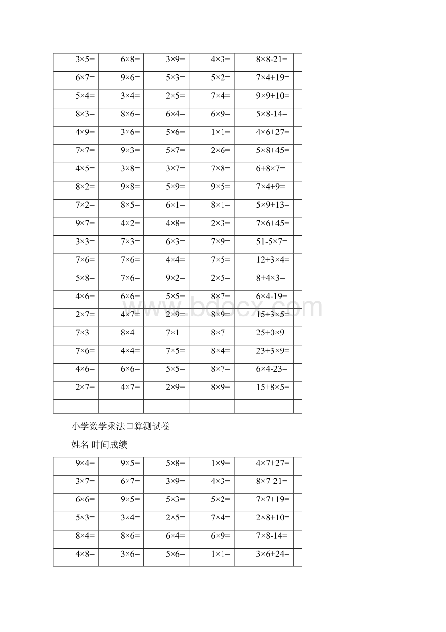 小学二年级数学乘法口算测试题docx.docx_第2页