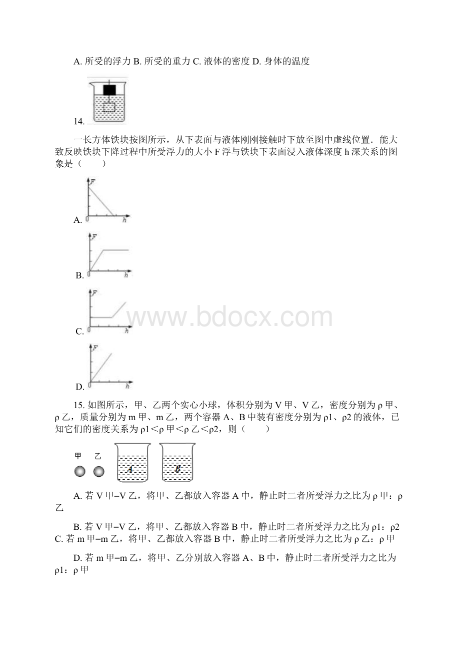 人教版八年级物理下册浮力单元练习.docx_第3页