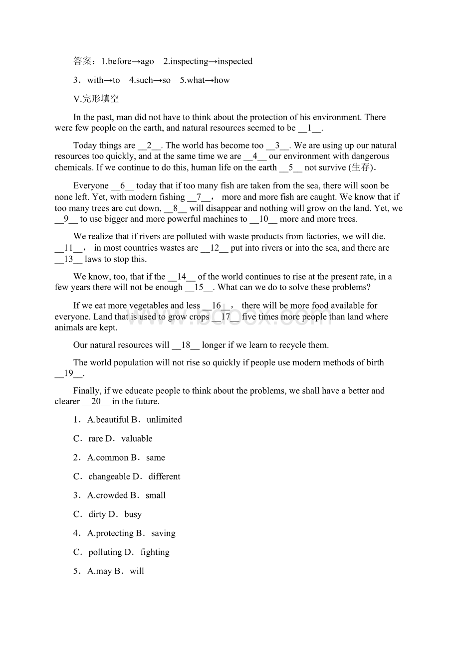 高一人教版英语必修二练习Unit 4 Wildlife protection 2 Word版含答案精修版Word文件下载.docx_第3页