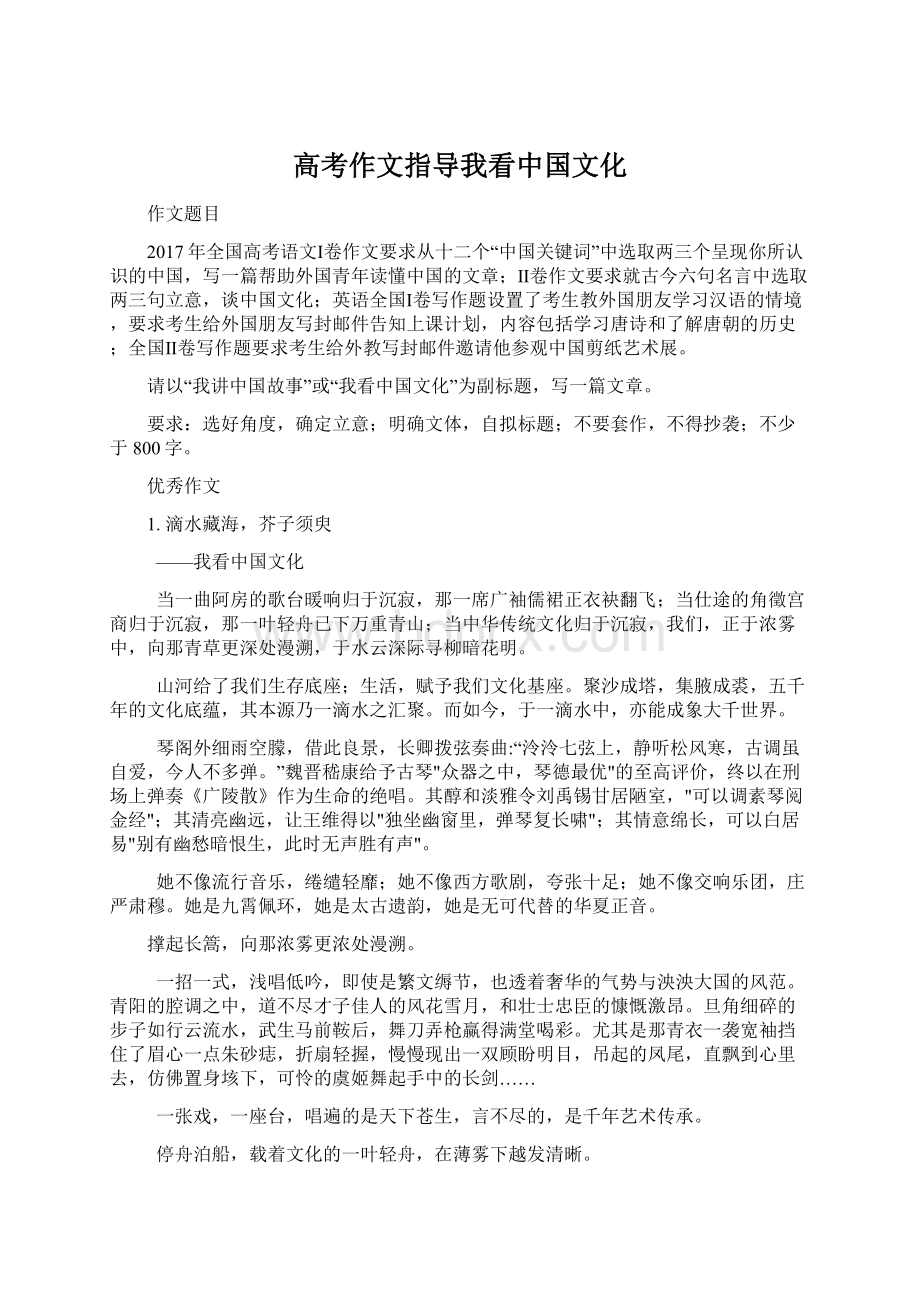 高考作文指导我看中国文化文档格式.docx_第1页