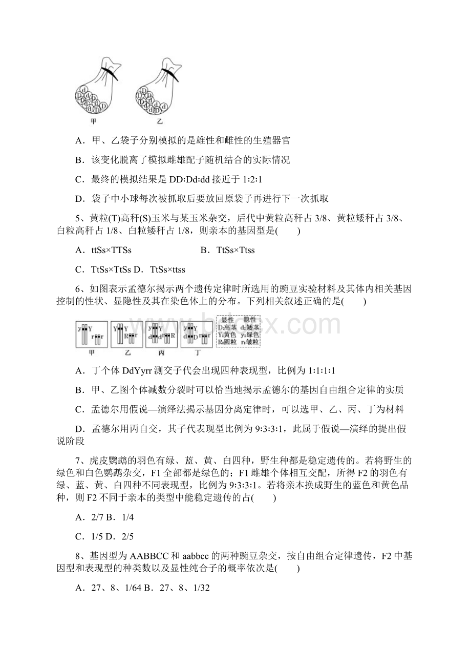 学年高一生物下学期期中试题无答案新版 新人教版Word文件下载.docx_第2页