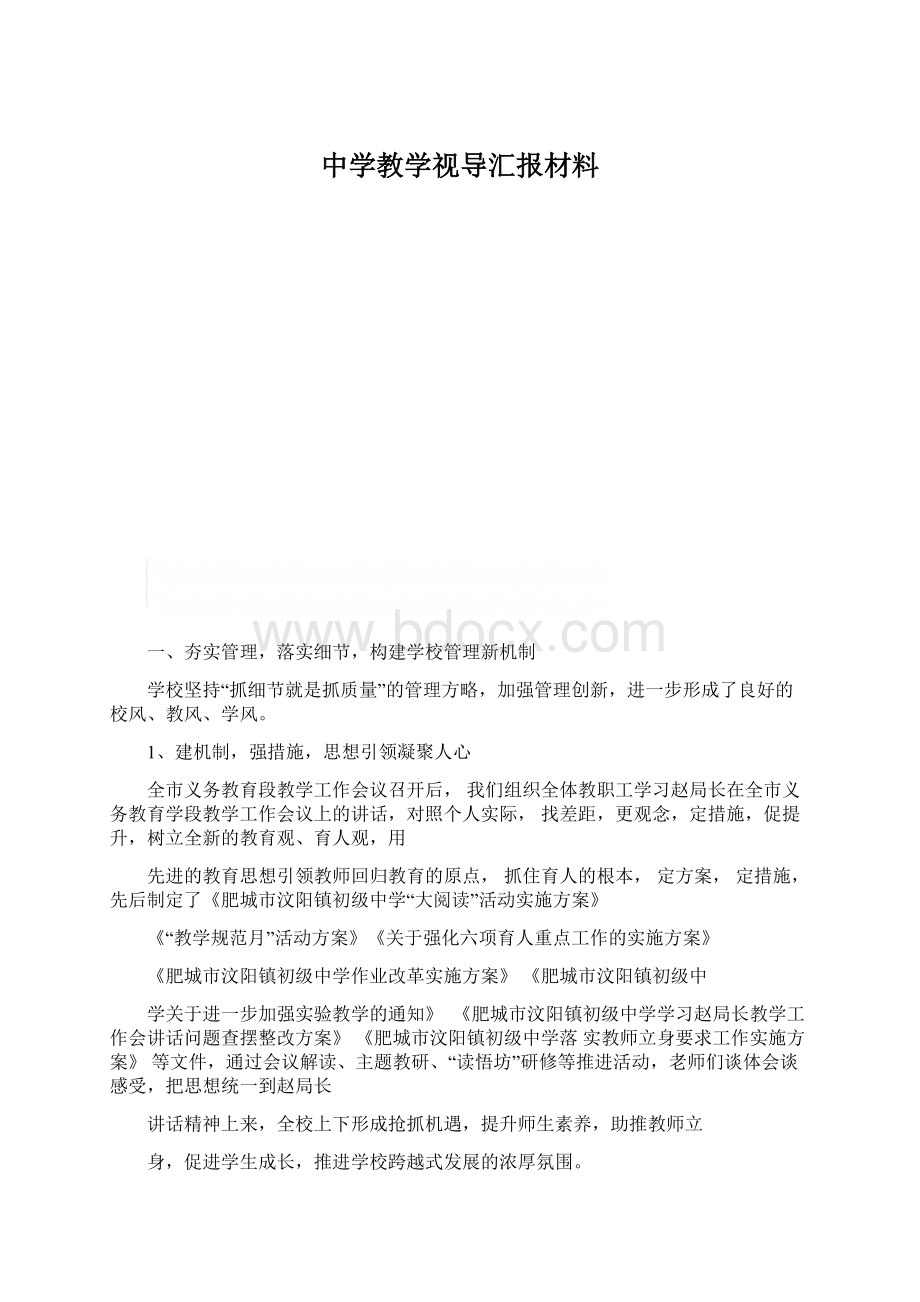 中学教学视导汇报材料Word格式.docx_第1页