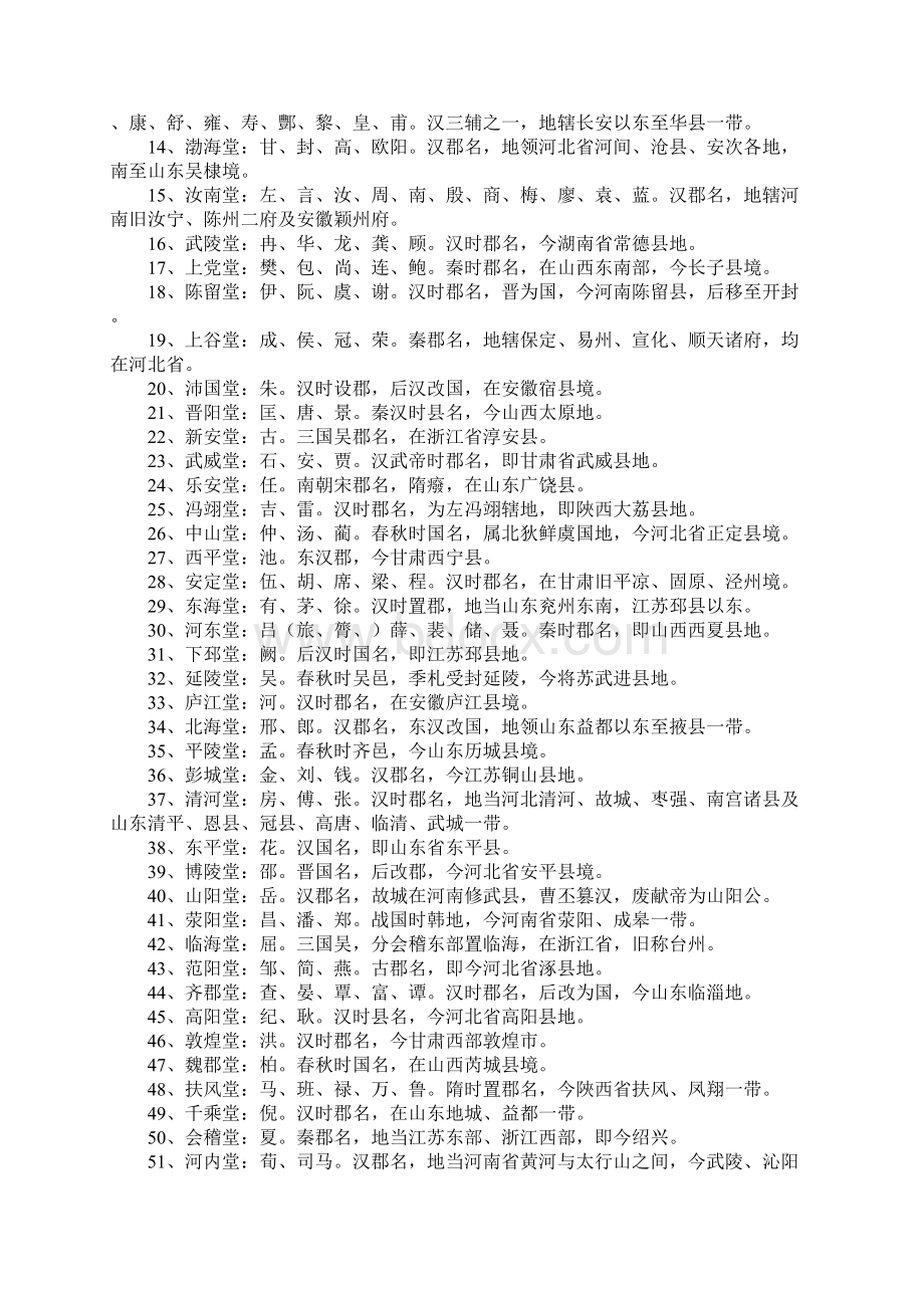 中国百家姓堂号及各堂的代表姓氏.docx_第3页