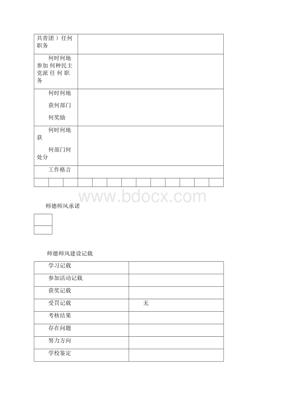 师德师风档案表格Word文档格式.docx_第2页