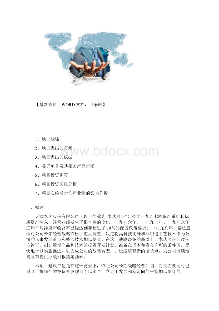 天津泰达深度开发高科技化纤项目建议书.docx_第2页