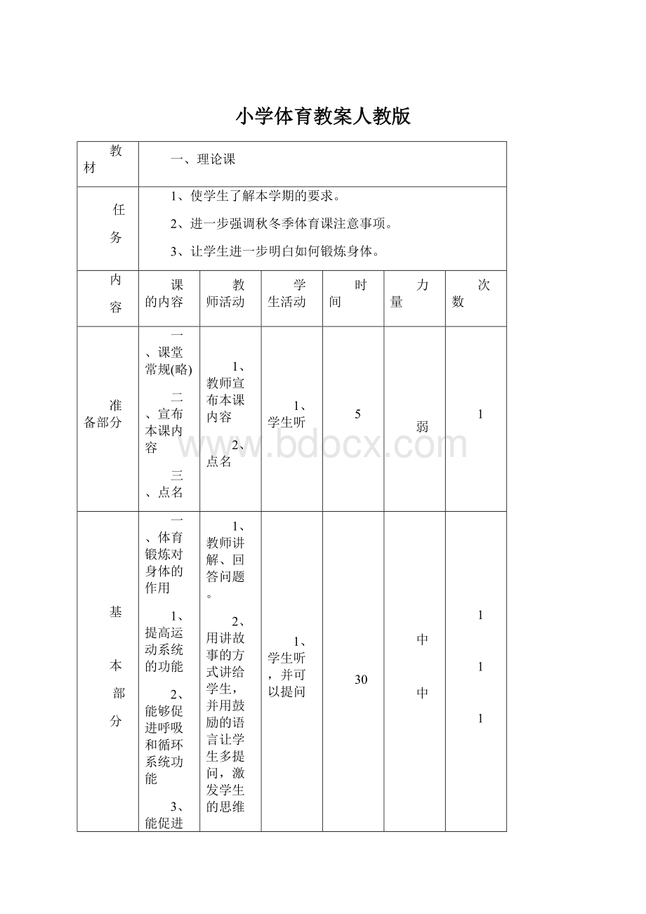 小学体育教案人教版Word格式.docx