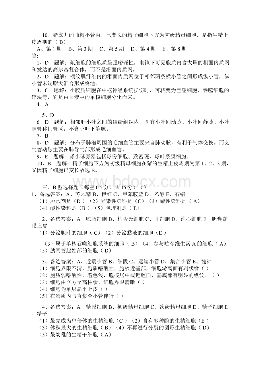 物超所值组织学与胚胎学试题集锦.docx_第2页