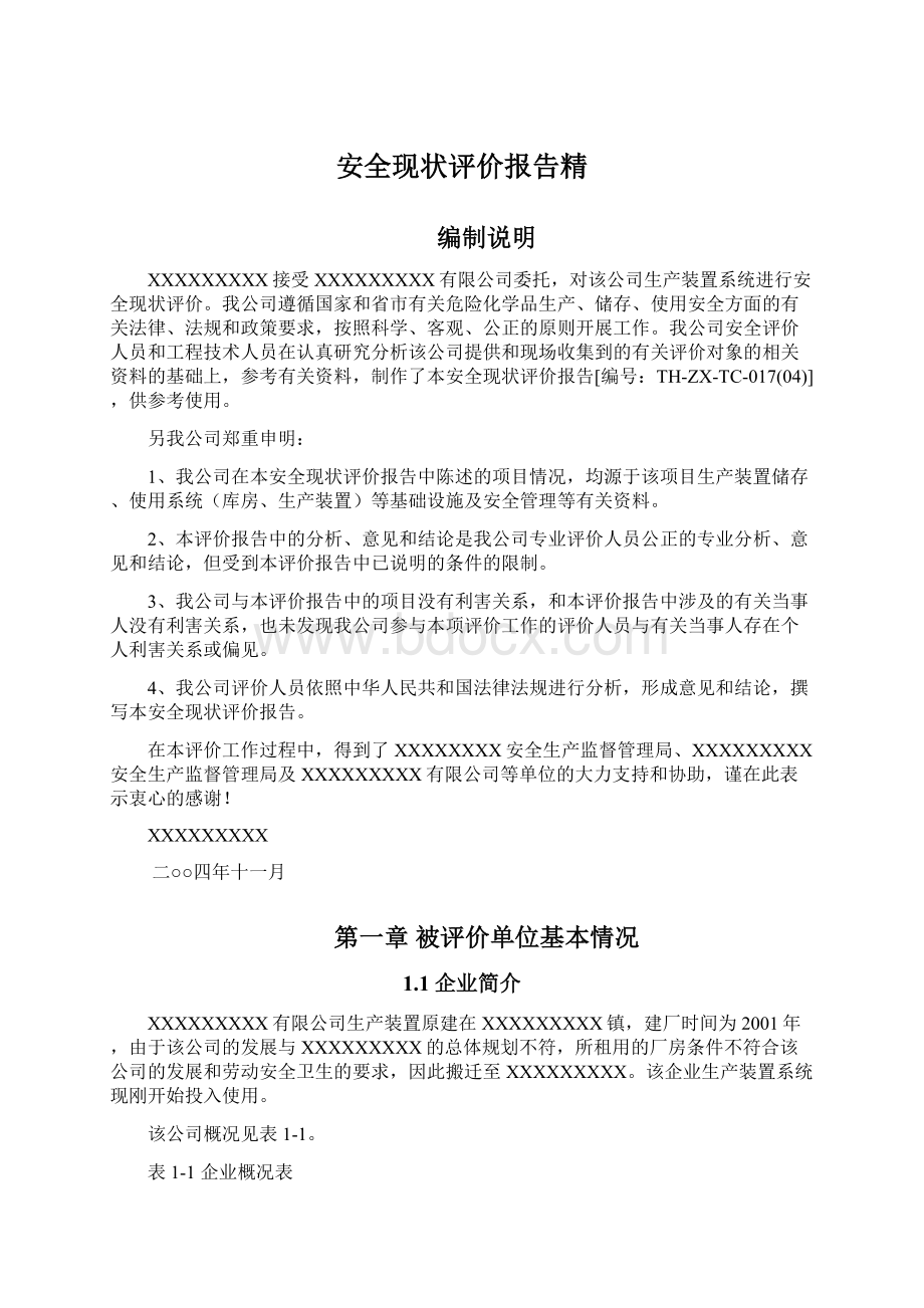 安全现状评价报告精Word文档下载推荐.docx_第1页