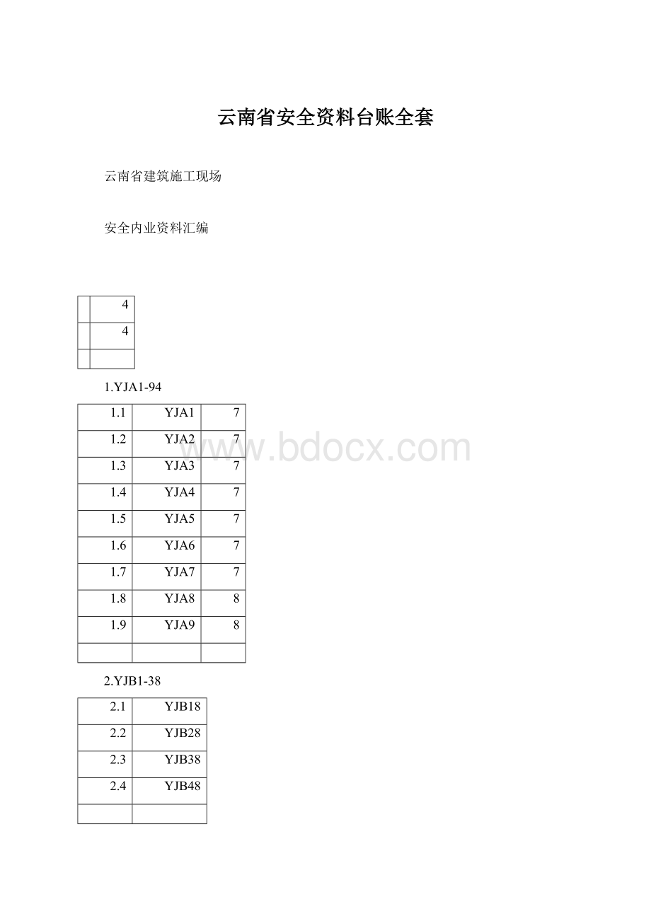 云南省安全资料台账全套Word格式文档下载.docx