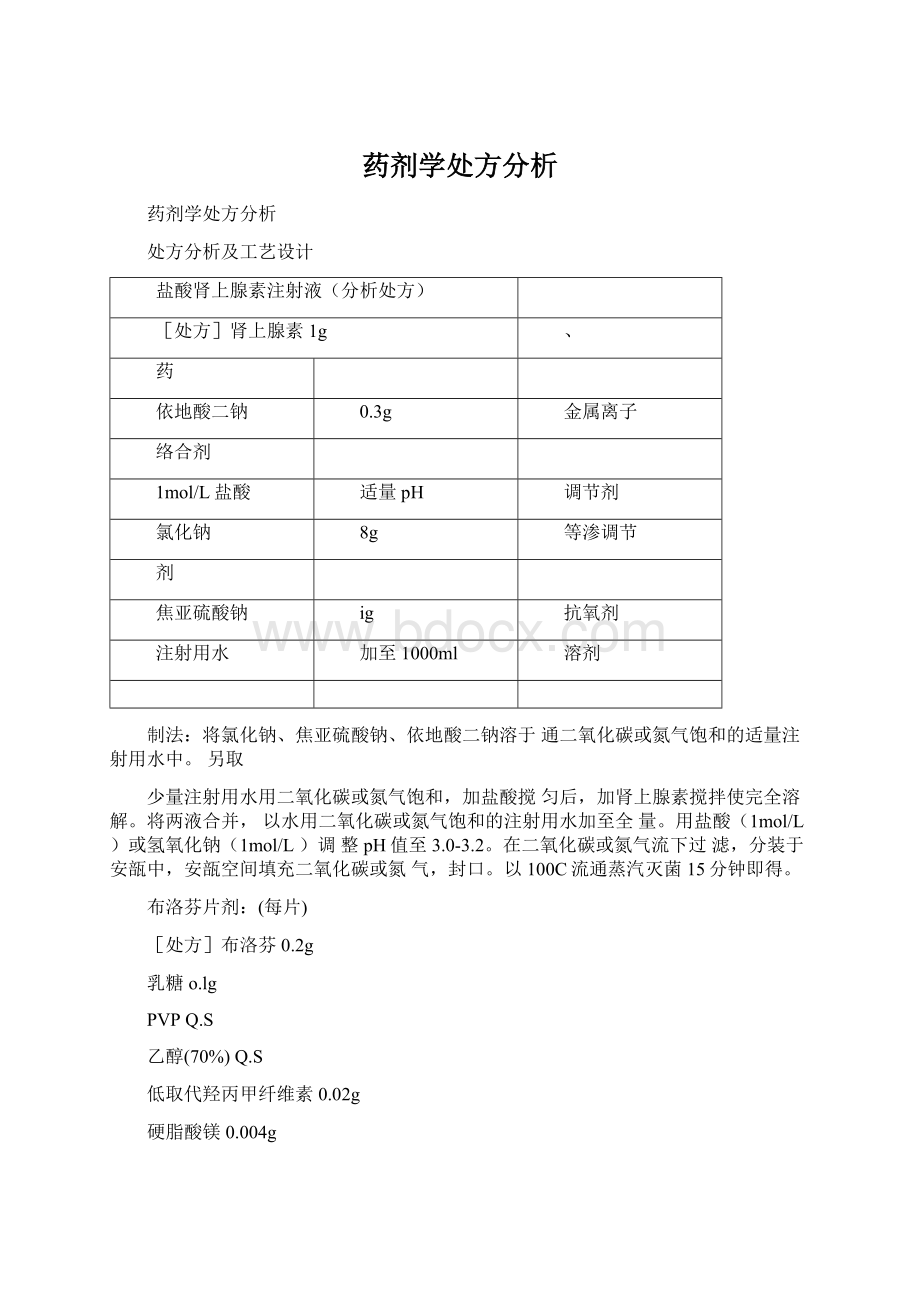 药剂学处方分析Word文件下载.docx