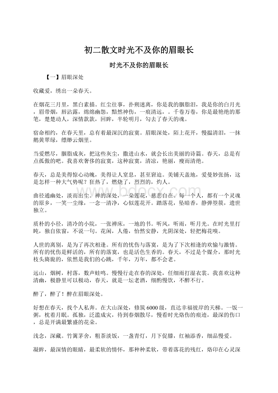 初二散文时光不及你的眉眼长文档格式.docx