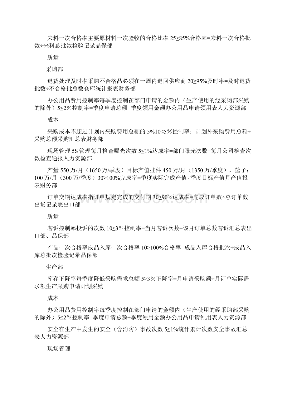 最新工业企业制造业各部门的kpi考核指标备课讲稿.docx_第2页