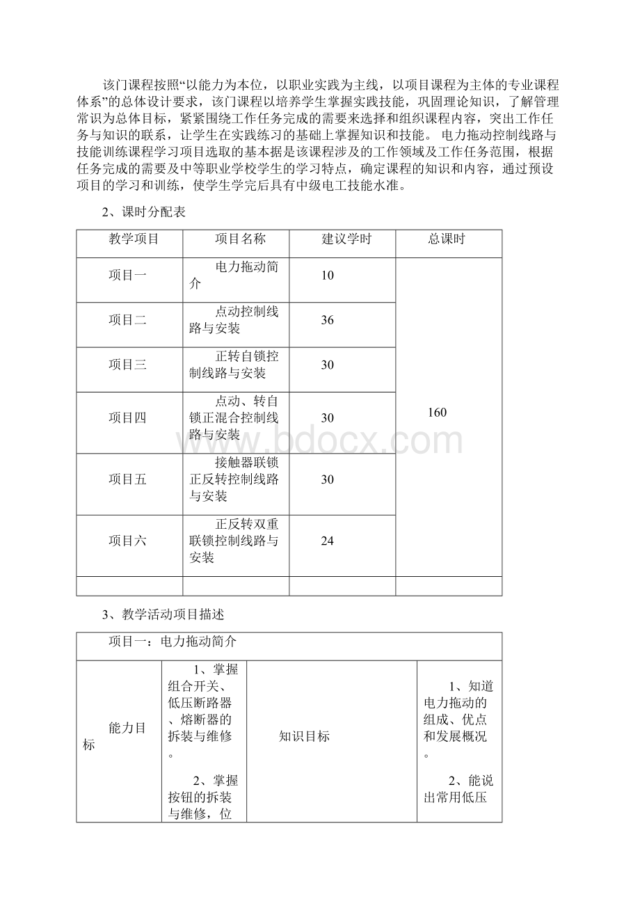 电力拖动控制线路与技能训练课程标准.docx_第3页