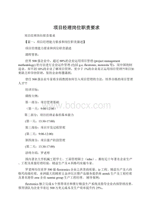 项目经理岗位职责要求Word文档格式.docx