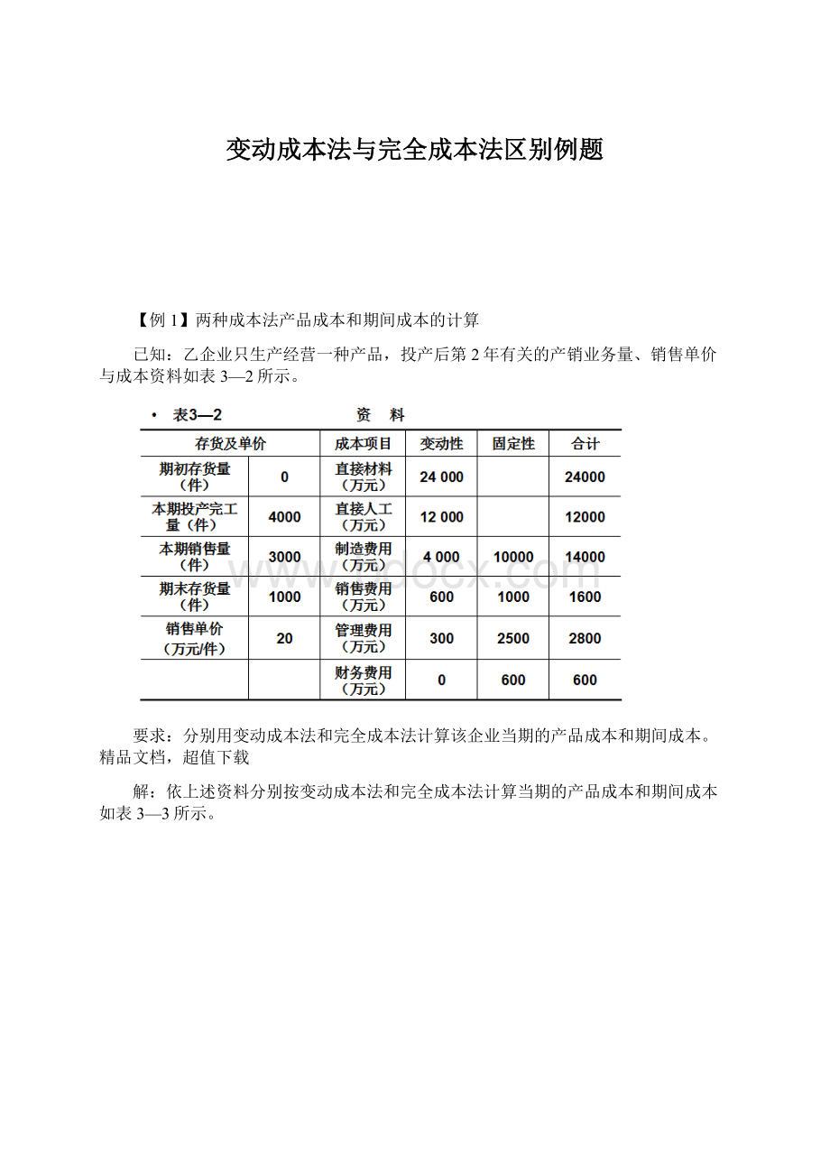 变动成本法与完全成本法区别例题Word文档下载推荐.docx