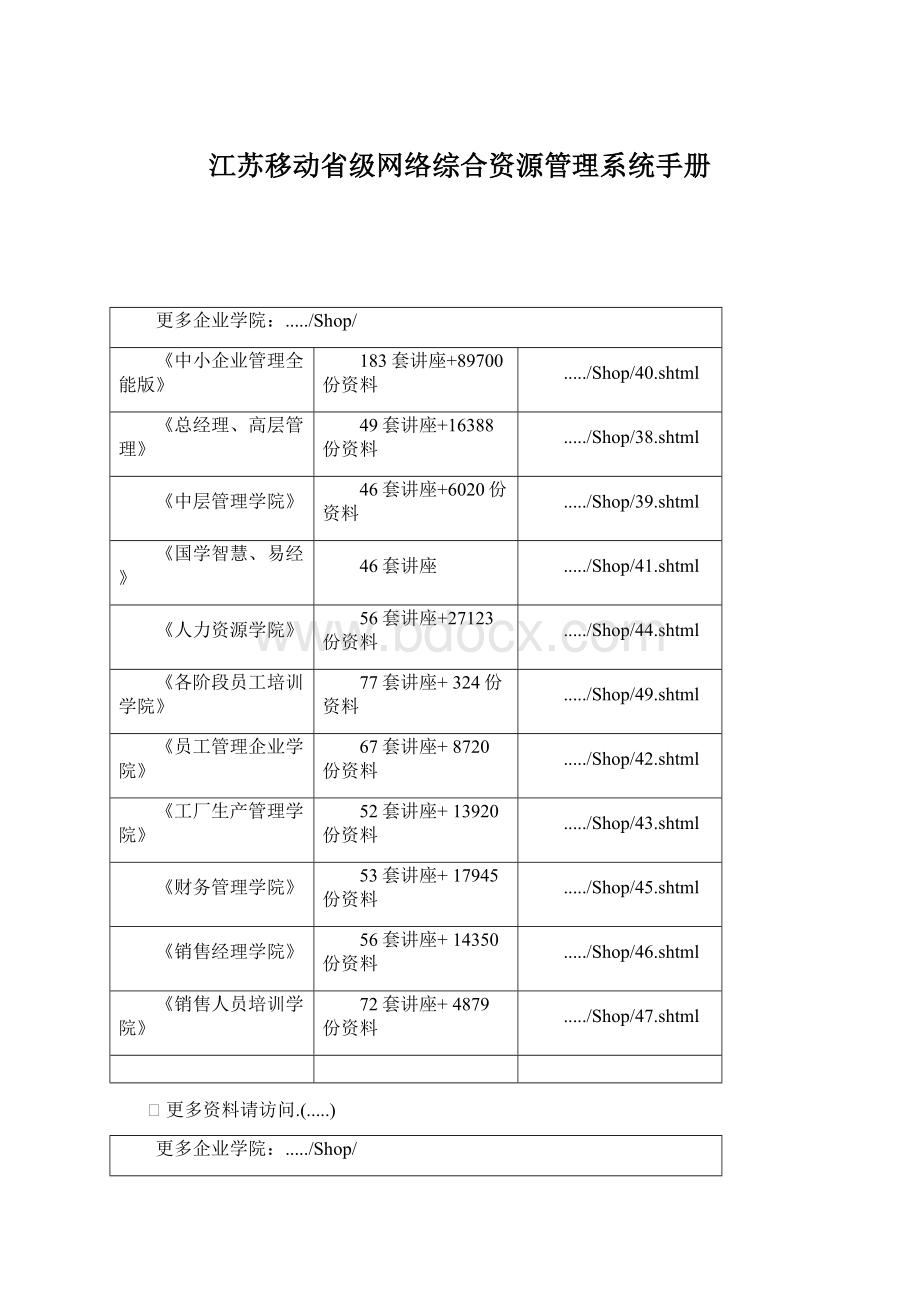 江苏移动省级网络综合资源管理系统手册Word格式.docx