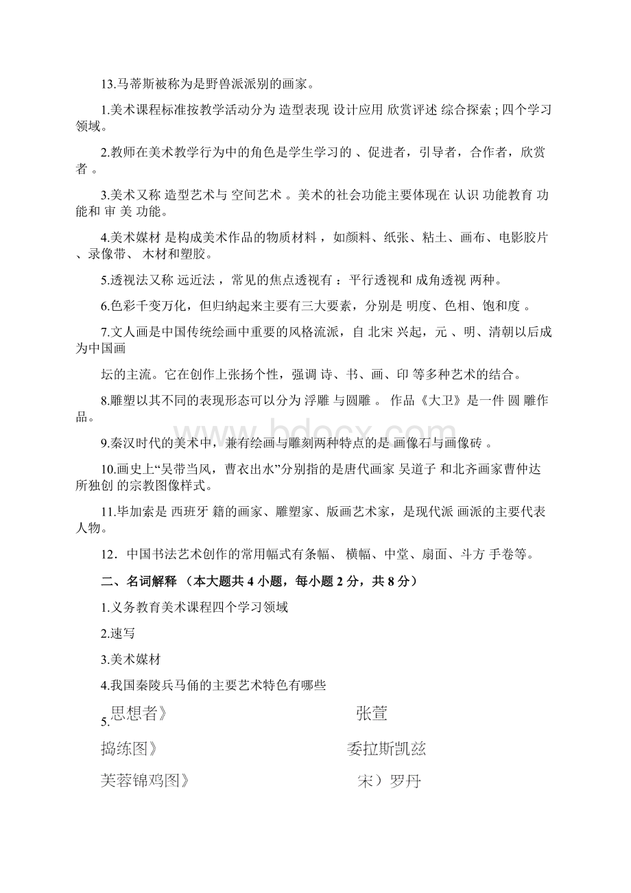 美术专业知识水平测试答案.docx_第2页