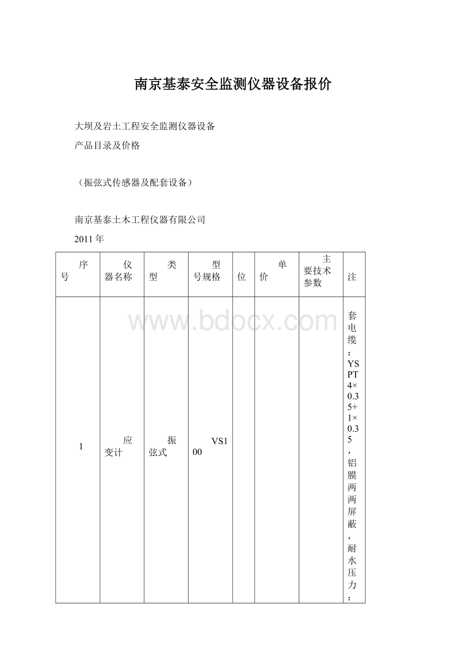 南京基泰安全监测仪器设备报价文档格式.docx