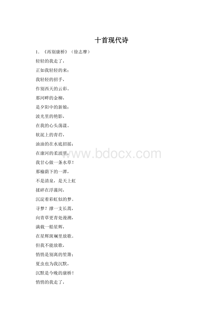 十首现代诗文档格式.docx