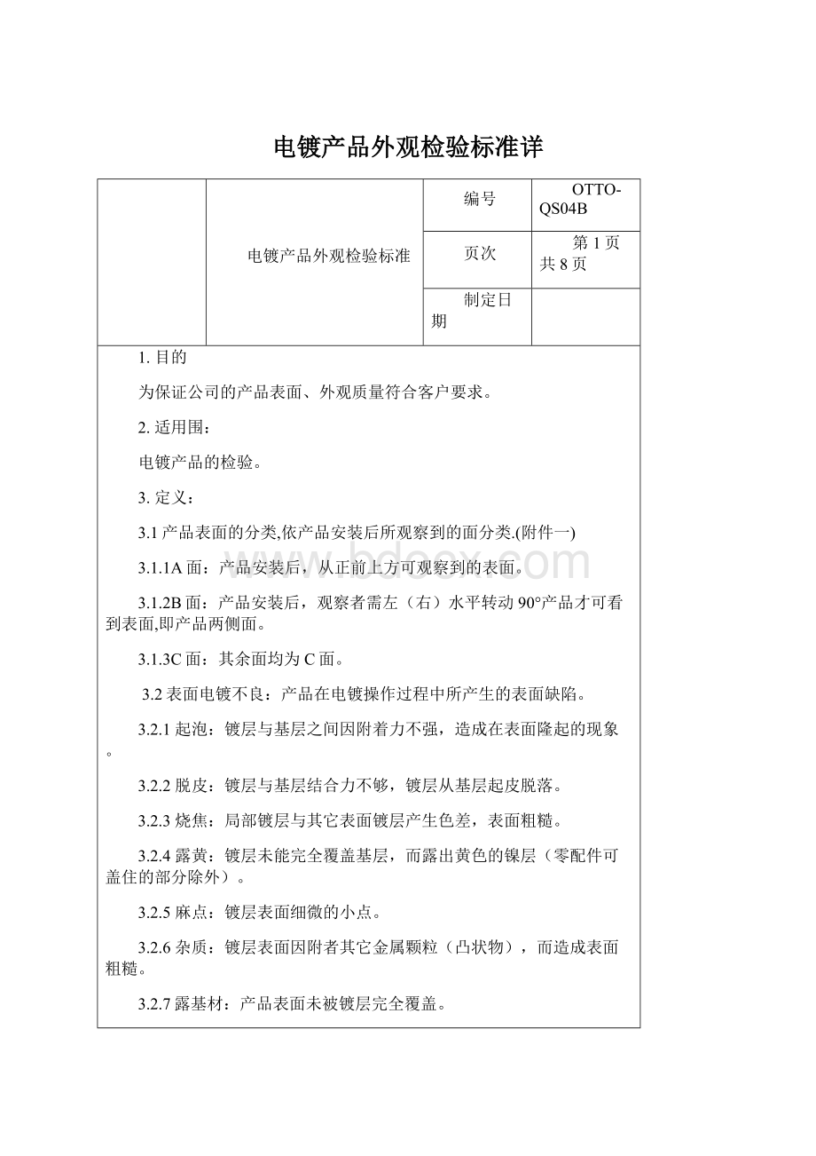 电镀产品外观检验标准详Word下载.docx_第1页