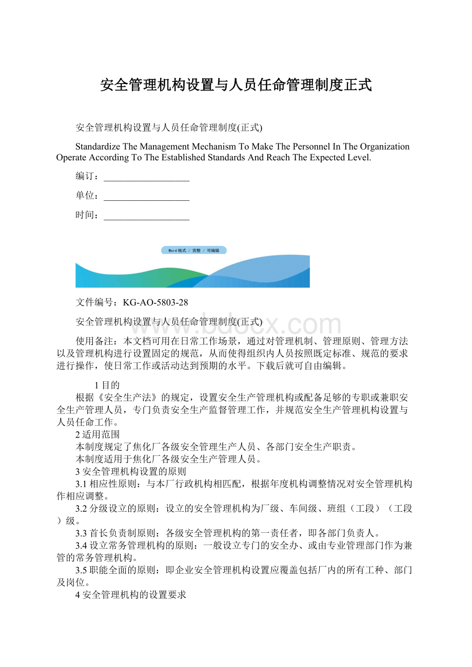 安全管理机构设置与人员任命管理制度正式.docx_第1页