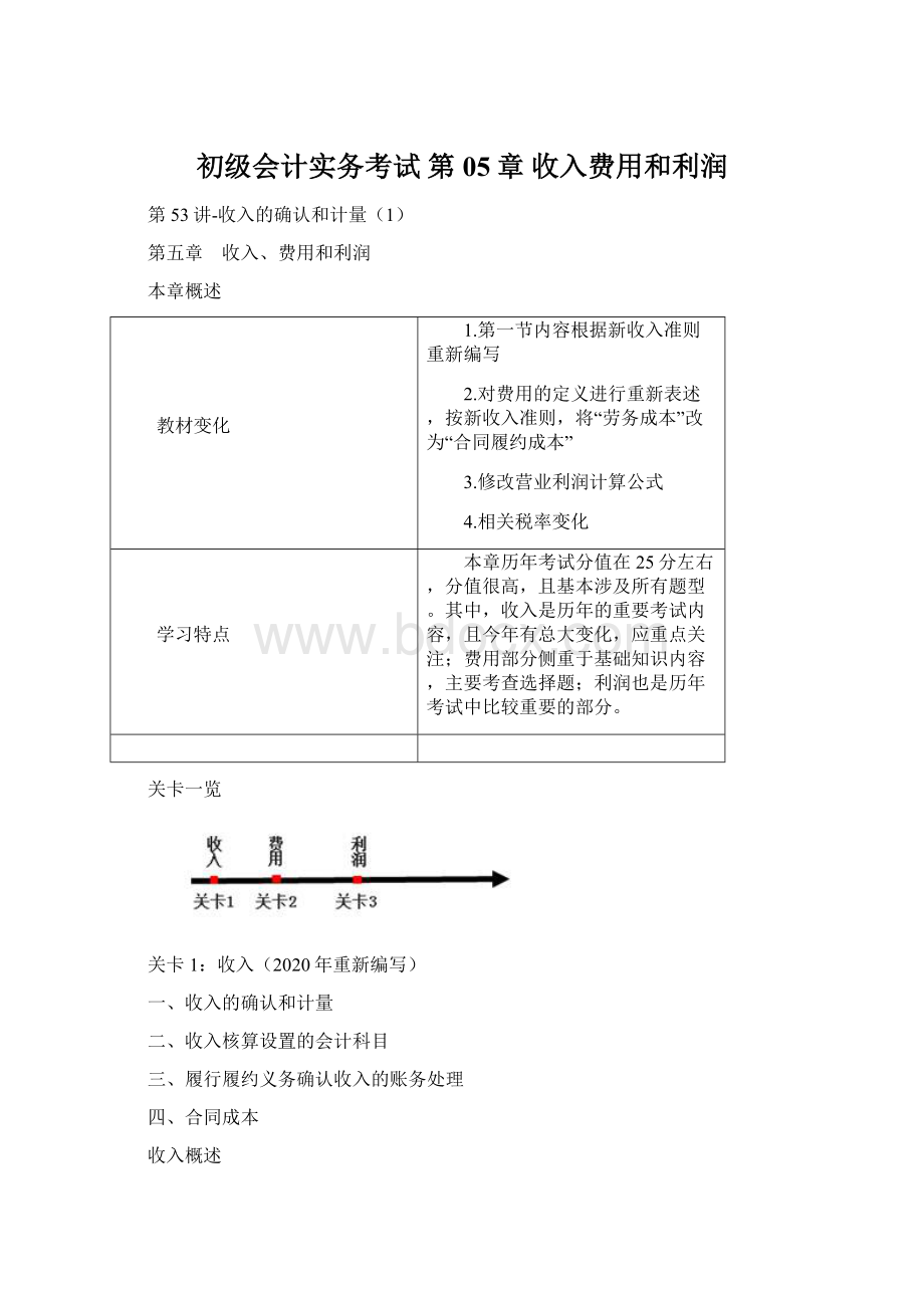 初级会计实务考试 第05章 收入费用和利润Word格式.docx_第1页