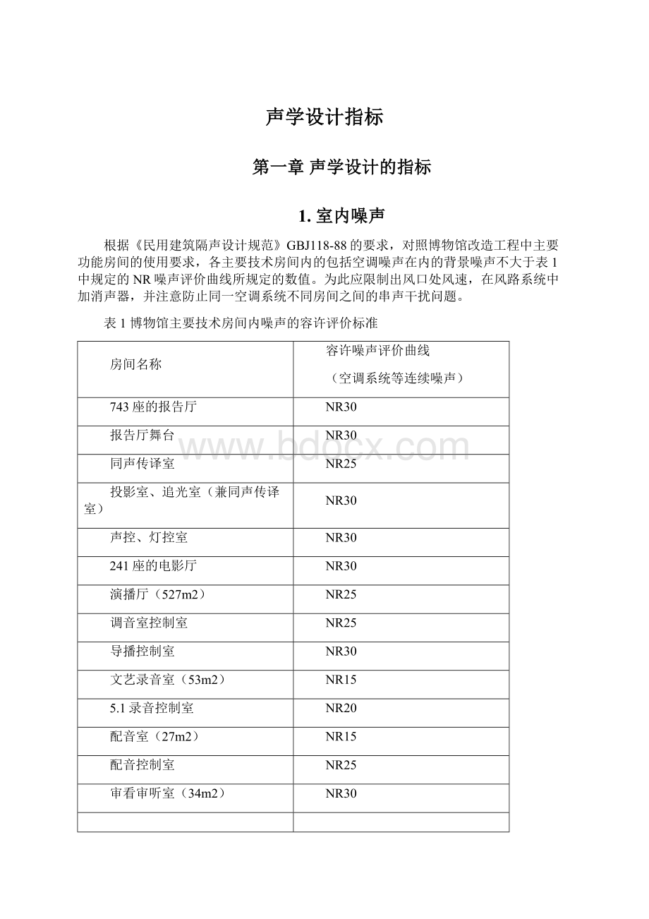 声学设计指标.docx