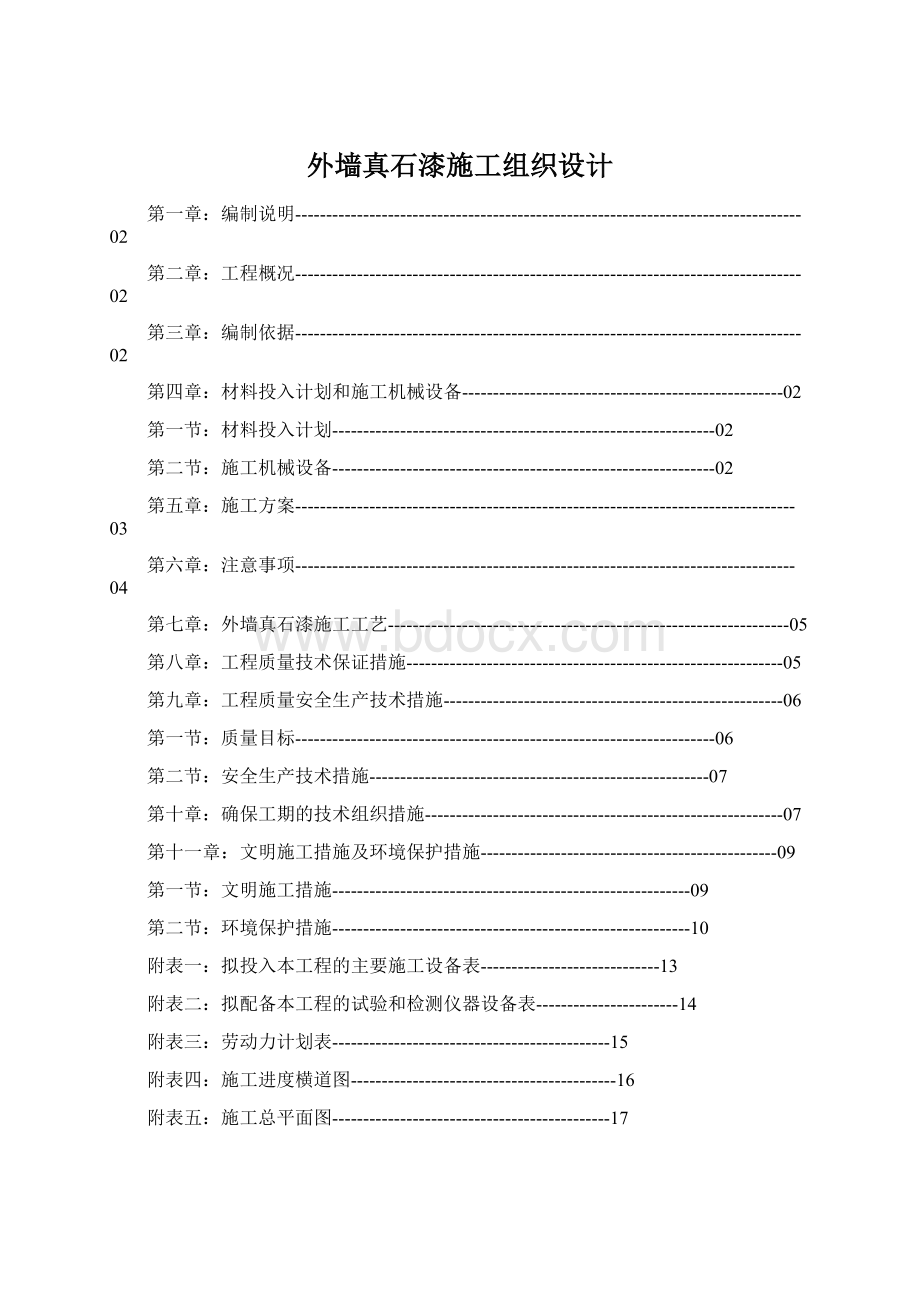 外墙真石漆施工组织设计Word下载.docx