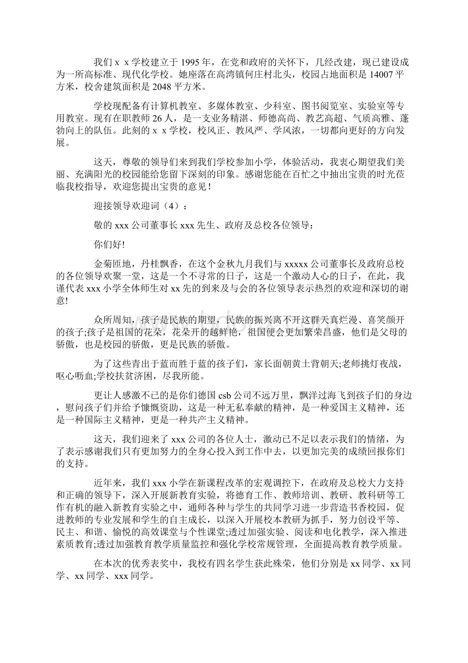 精选迎接领导欢迎词10篇文档格式.docx_第3页