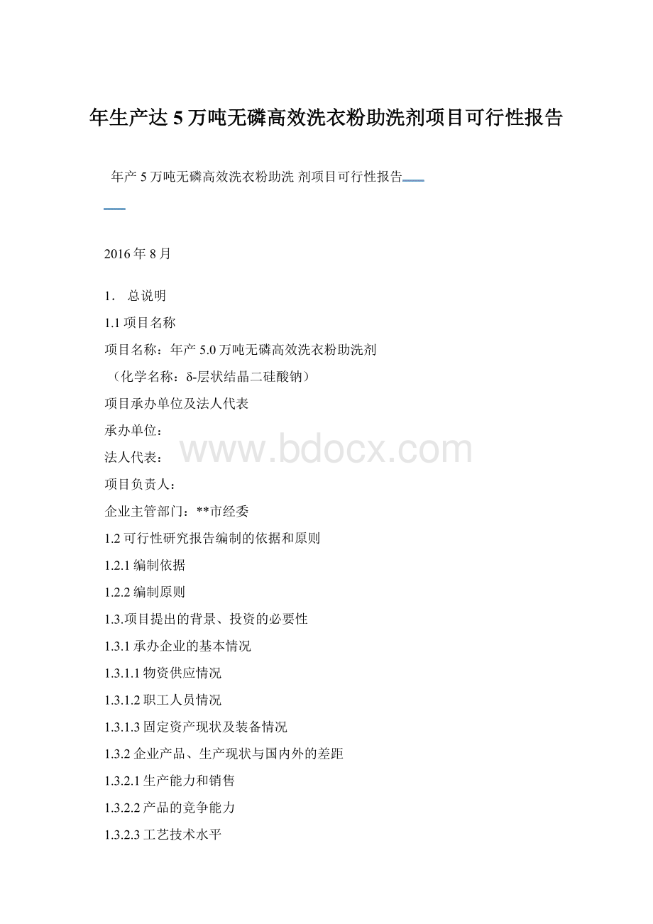 年生产达5万吨无磷高效洗衣粉助洗剂项目可行性报告Word格式.docx_第1页