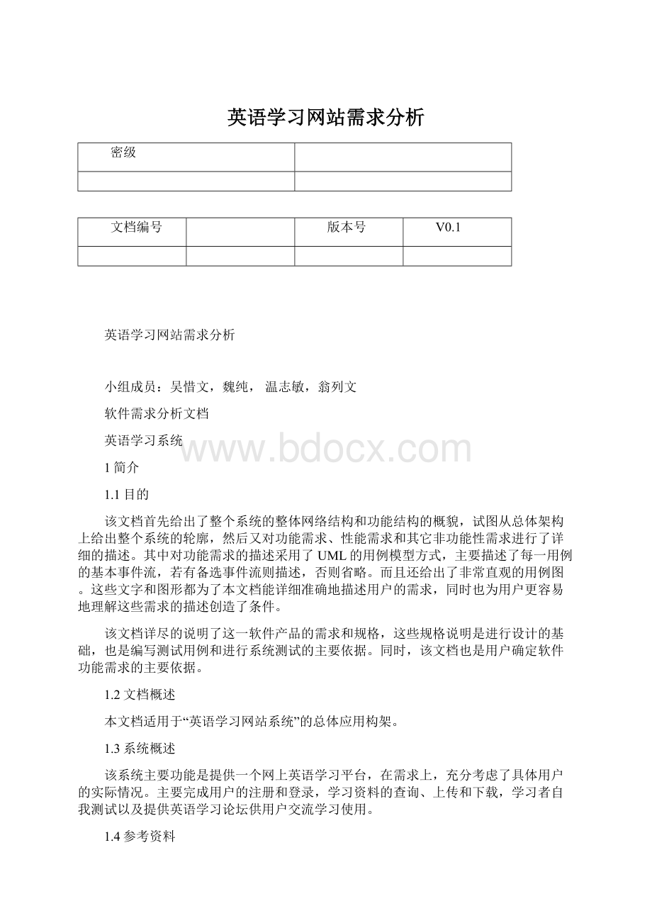 英语学习网站需求分析.docx_第1页