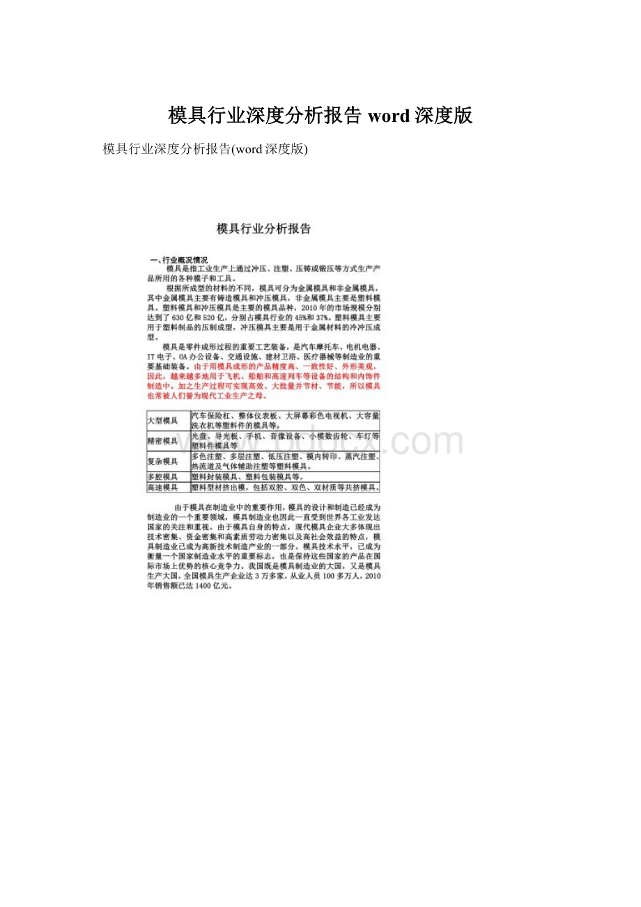 模具行业深度分析报告word深度版Word文档格式.docx_第1页