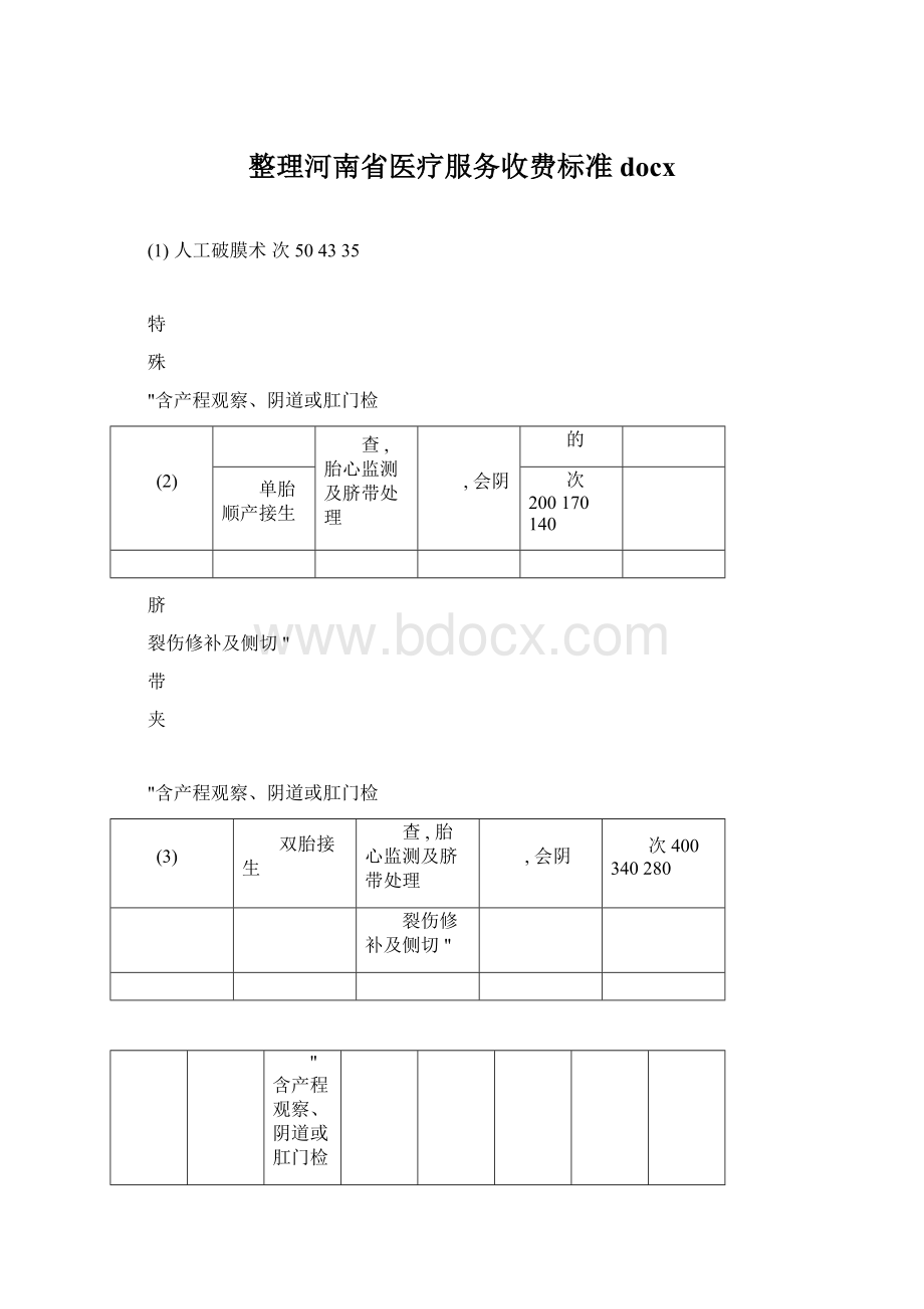 整理河南省医疗服务收费标准docxWord文档下载推荐.docx