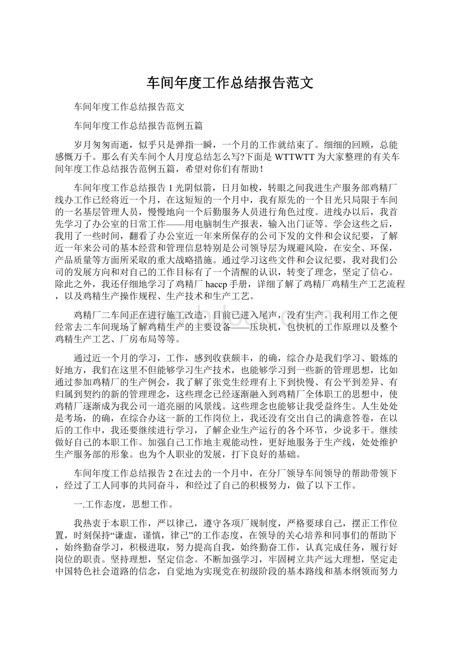 车间年度工作总结报告范文.docx