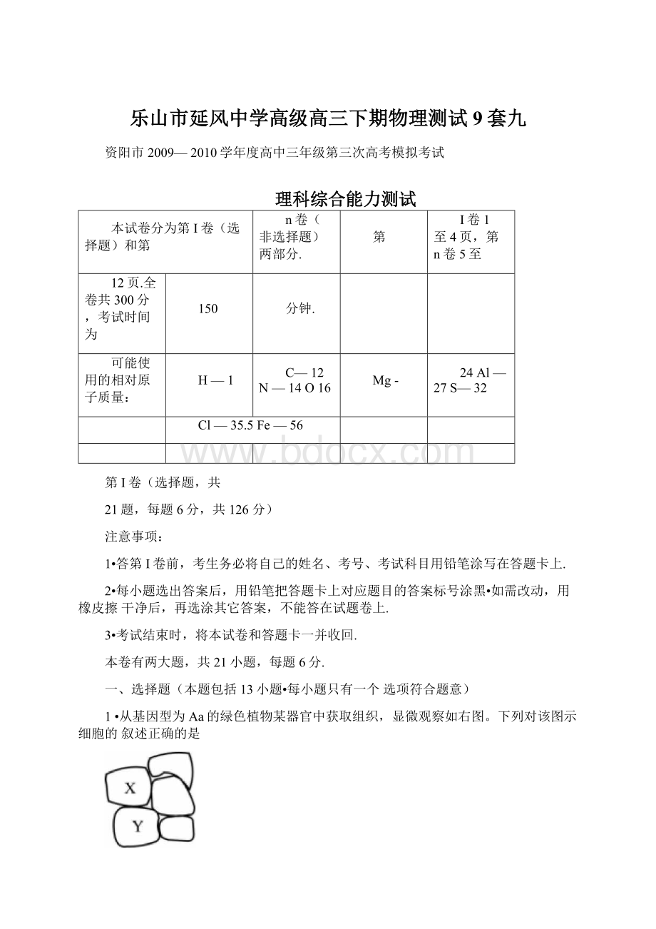 乐山市延风中学高级高三下期物理测试9套九Word格式文档下载.docx