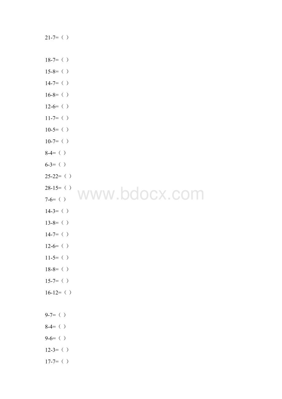 小学数学一年级20以内的加减法口算练习精编版Word文档格式.docx_第3页