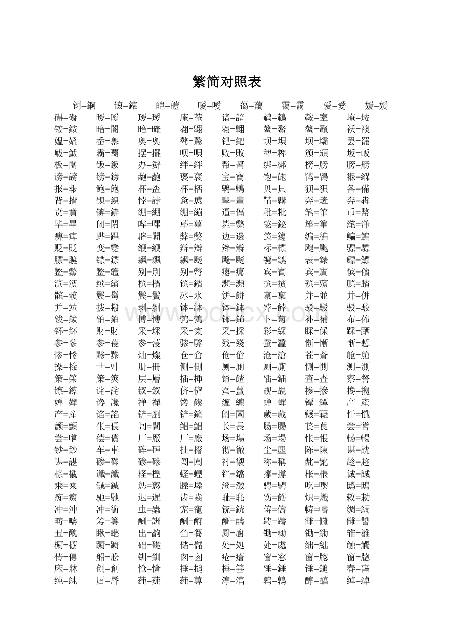 繁简对照表Word下载.docx_第1页