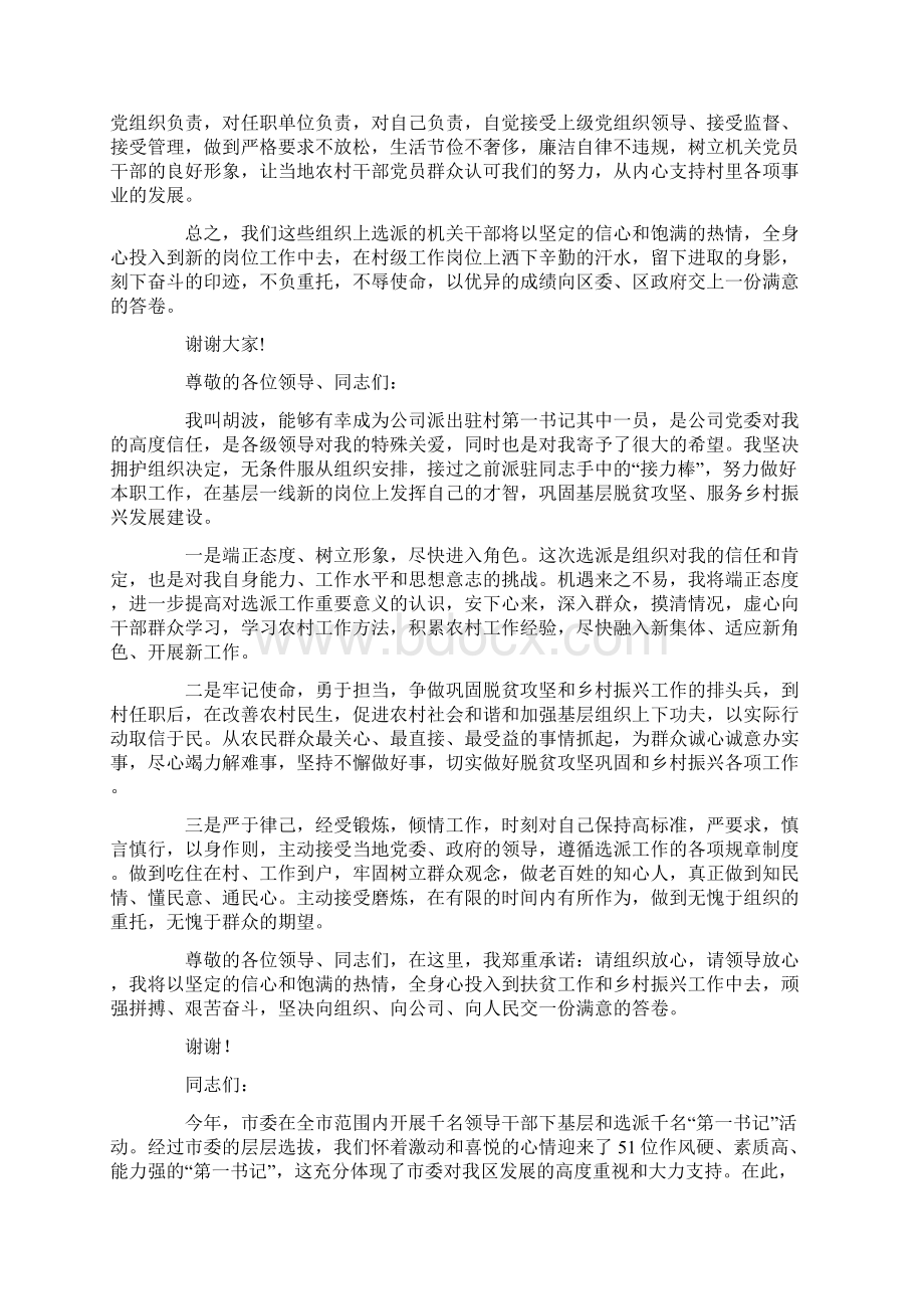 驻村第一书记到任讲话四篇最新Word格式文档下载.docx_第2页