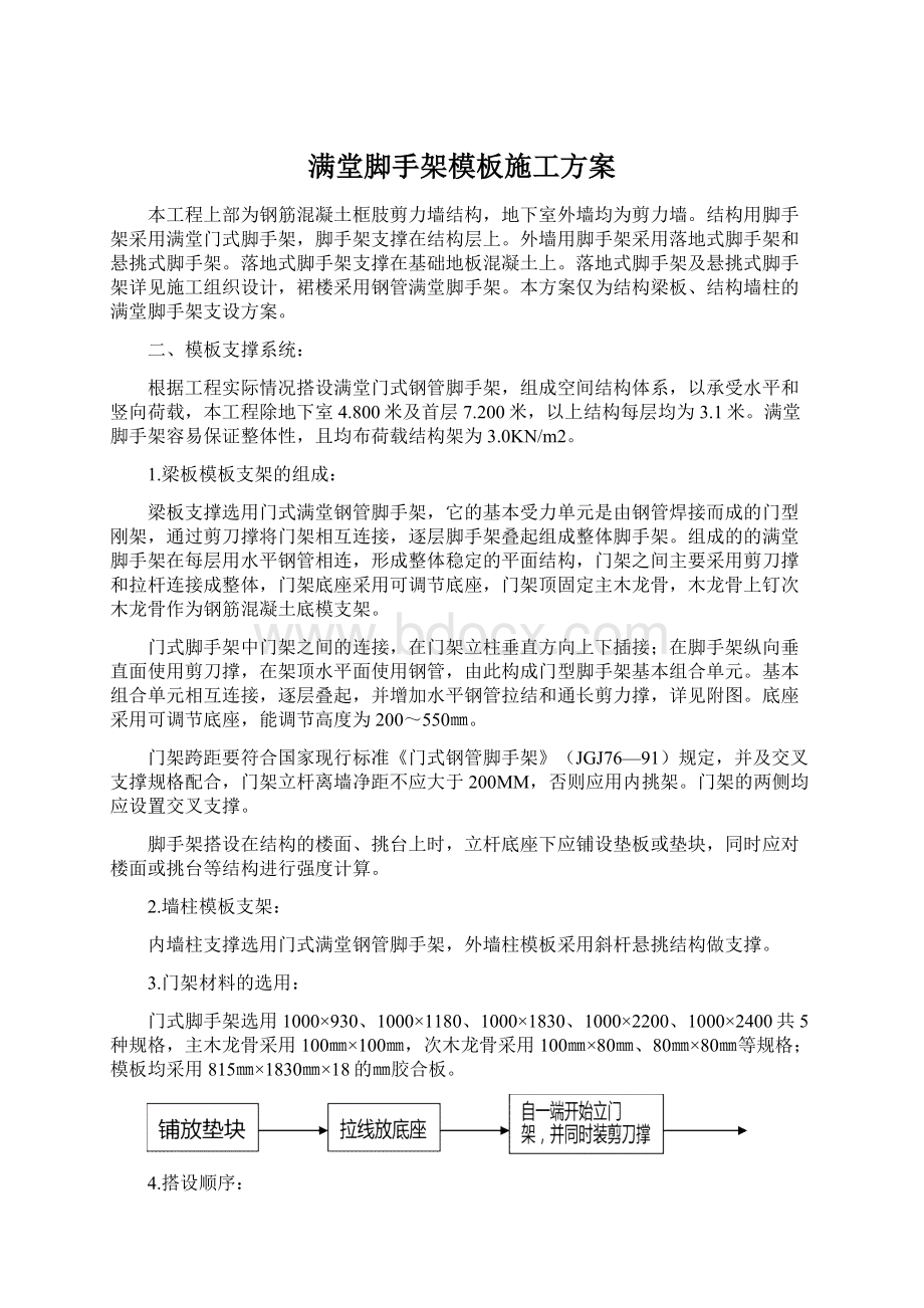 满堂脚手架模板施工方案Word文档下载推荐.docx