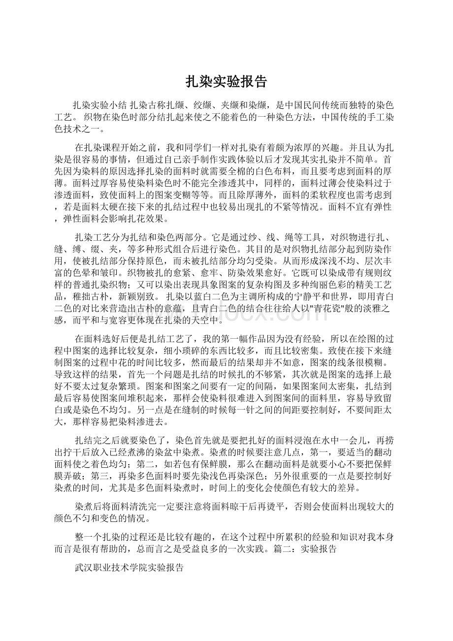 扎染实验报告文档格式.docx