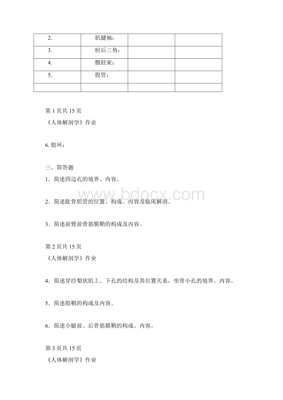 《人体解剖学》19专升本护理第一学期作业期末考试题库30076Word格式.docx_第2页