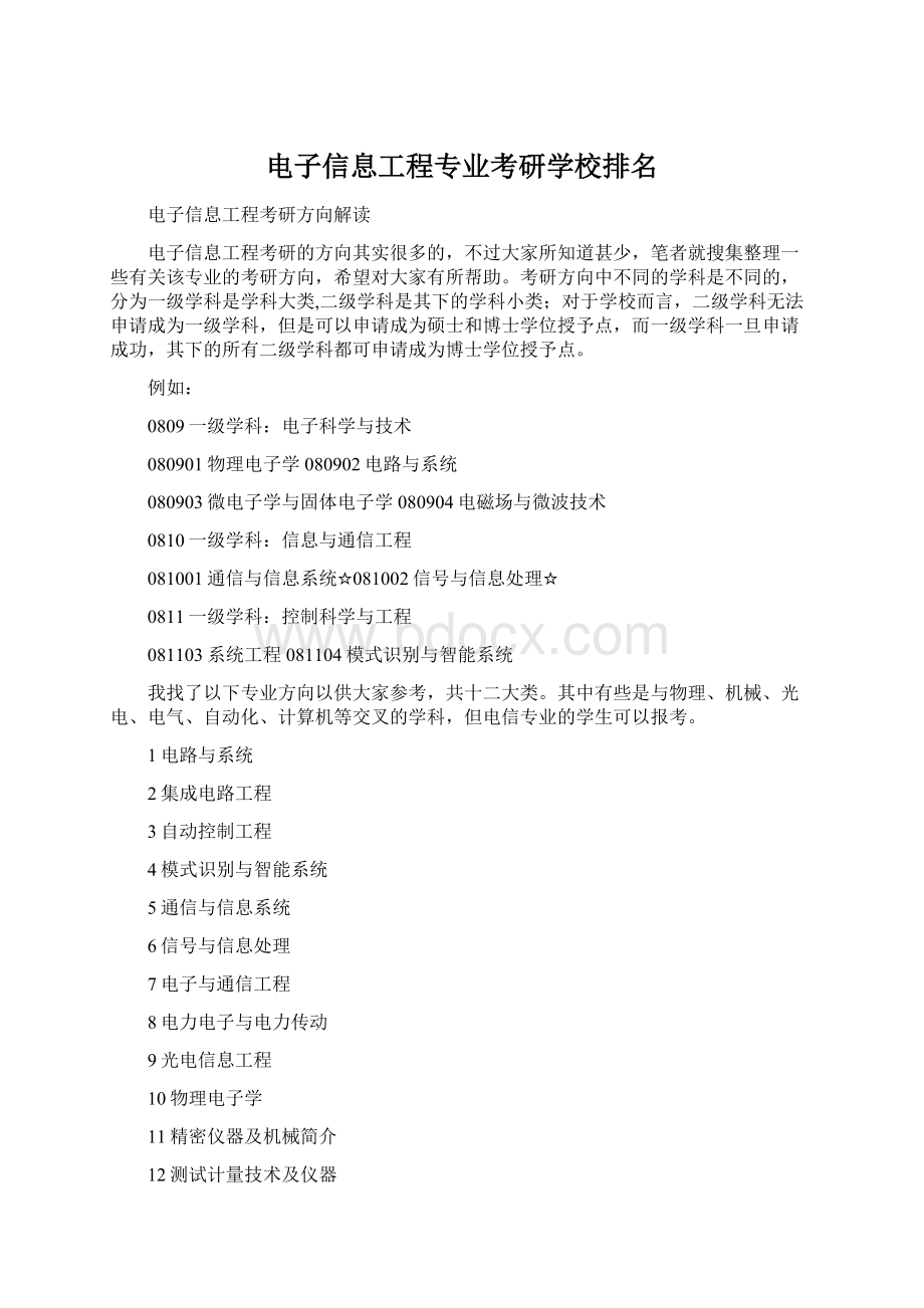 电子信息工程专业考研学校排名.docx